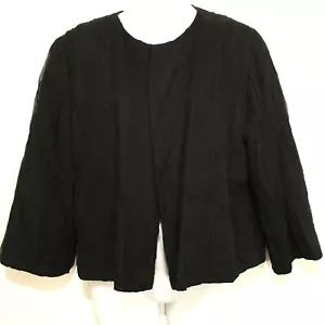 Chaqueta corta Eileen Fisher L negra envolvente de seda mangas 3/4 - Imagen 1 de 5