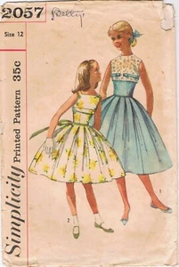Uncut 1950s Simplicity Pattern 2057 Girls 12 Dress Sleeveless Halloween Costume - Picture 1 of 10