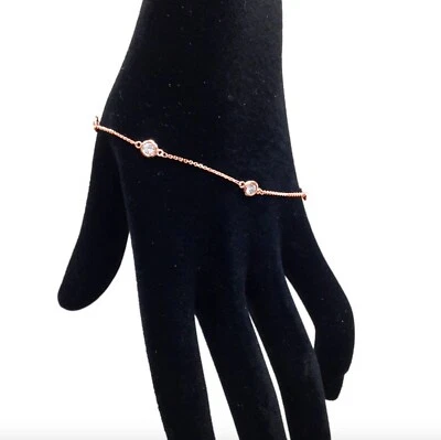 Brazalete de tenis 1 TCW Diamante por Yarda Estación Oro Rosa 14k 100% Puro D IF Foto 1 de 4