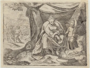  VENUS + AMOR + BACCHUS Original Kupferstich um 1580 (wohl v. Gerard de Jode)  - Bild 1 von 4