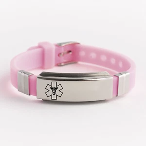 Personalized Emergency Medical Alert Id Bracelet Engraved Steel adjustable bangl - Picture 1 of 50