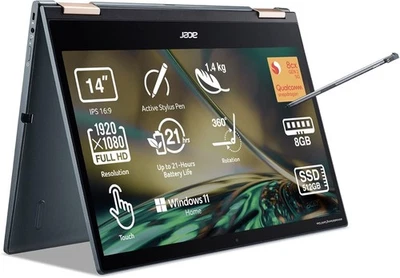 Acer Spin 7 5G SP714-61NA Snapdragon Qualcomm Adreno 8GB, 512GB SSD Laptop - Bild 1 von 4