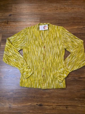 Vintage 1950s Campus Orlon Cardigan Sweater Button Up Small Yellow Vtg 50s 60s - Image 1 of 4