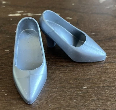Vintage SILVER High Heel SHOES / Pumps ~ Fit SUPERSIZE Barbie Doll - Image 1 of 4
