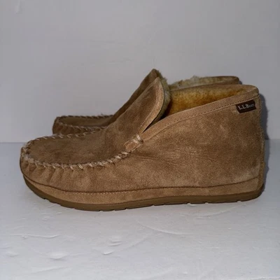 L L Bean Wicked Good Mocasines Gamuza Piel de Oveja Zapatillas Talla 8 Botines Marrón Tostado Foto 1 de 4