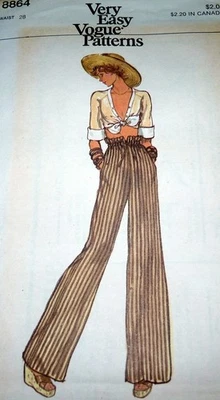 *LOVELY VTG 1970s PANTS VOGUE Sewing Pattern WAIST 28 FF - Image 1 of 2