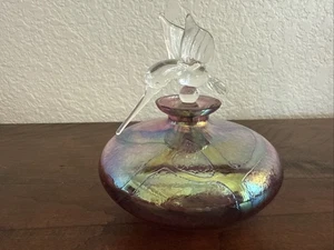 Royal Limited Crystal Perfume Bottle Multicolor Swirl Glass Hummingbird Stopper - Picture 1 of 17