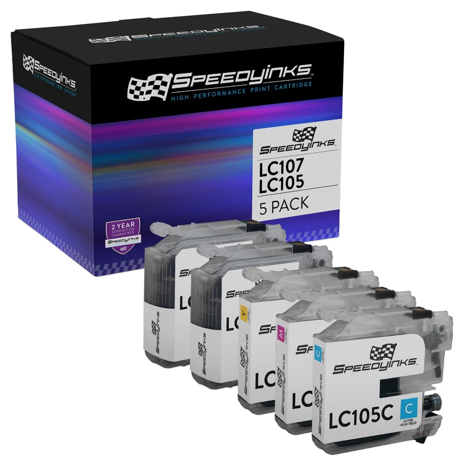 Compatible Brother LC107 XXL and LC105 XXL Set of 5 Ink Cartridges - Image 1 of 4