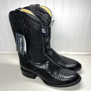 Tony Lama Kirtland Black Lizard & Leather Western Boot DR5153 Mens Sz 10.5 D NEW - Picture 1 of 12