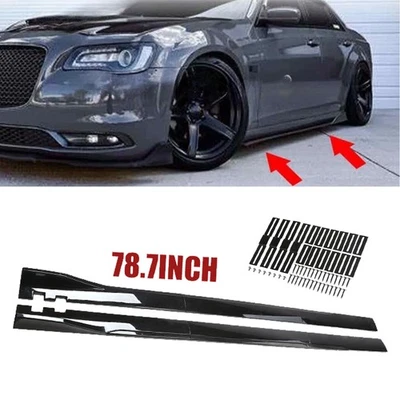 For Chrysler 300 Side Skirt Extension Splitter Spoiler 78.7inch Gloss Black Foto 1 de 4