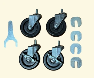 Industrial 1.25" Swivel Casters w/ Threaded Stem – Set of 4 + Shims & Wrench - Picture 1 of 8
