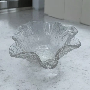 "Cuenco de vidrio artístico escandinavo vintage vidrio iceberg texturizado transparente 3,5""x8""" - Imagen 1 de 16