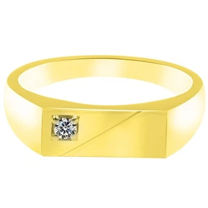 Anello anniversario uomo forma rotonda 0,03 kt D/VVS1 in solido oro giallo 585 - Foto 1 di 4