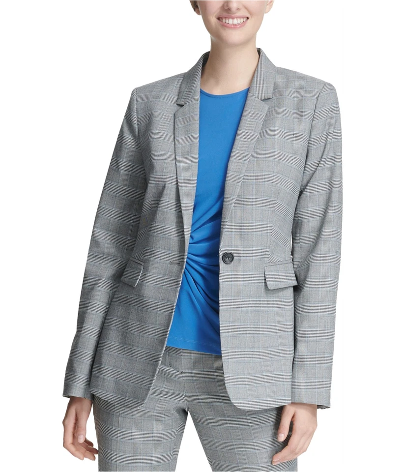 DKNY Womens Plaid One Button Blazer Jacket - Image 1 of 1