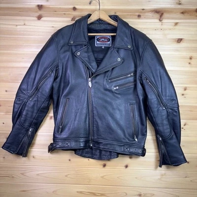 Chaqueta de motocicleta River Road para hombre 42 negra de cuero de búfalo forrada chaqueta Foto 1 de 4