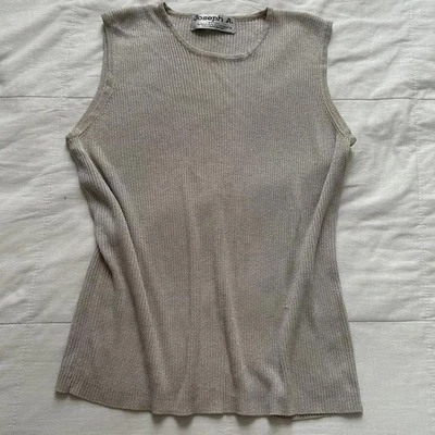 Joseph A. Beige Gris Oropel Sin Mangas Suéter Top Foto 1 de 4