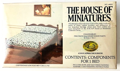 House of Miniatures 1977 Kit #40033 1:12 Chippendale Low Post Bed Circa 1750 - Image 1 of 4