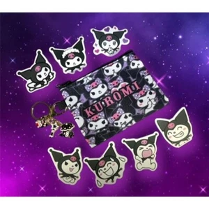 SANRIO COLLECTION #1 Kuromi Hello Kitty Zipper Pouch w/ keychain + stickers - Picture 1 of 4