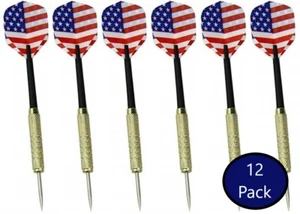 Juego de 12 dardos Patriot punta de aguja de acero de alta calidad bandera americana dardos vuelos - Imagen 1 de 6