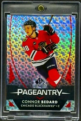 Tarjeta de inversión Connor Bedard RARA REFRACTOR DE LÁMINA DE NOVATO BLACKHAWKS ROTY COMO NUEVA Foto 1 de 2