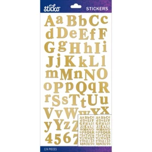 STICKO ALPHABET STICKERS - GOLD FOIL CALENT - SMALL - Approx 15mm - 2 SHEETS - Picture 1 of 1