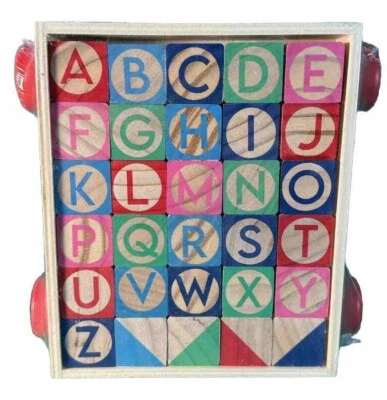 Ankyo WOODEN ALPHABET BLOCKS With Pull Cart Wheels - Image 1 of 2