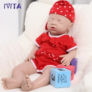 IVITA 18'' Alive Silicone Reborn Baby Girl Eyes Closed Weakly Doll Infant - Picture 1 of 12