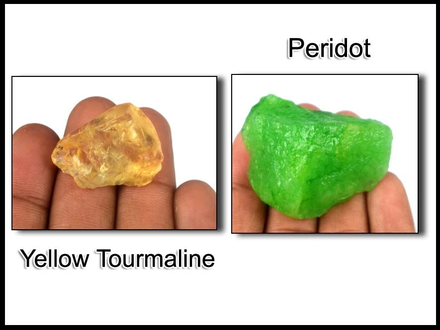 Ebay 230 Ct. Natürlicher Gelber Turmalin & Peridot Edelstein Rohpaar GH751 - Bild 1 von 4