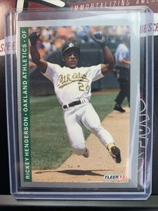 1993 FLEER BASEBALL CARD RICKEY HENDERSON #294 OAKLAND ATHLETICS + Bonus Cards