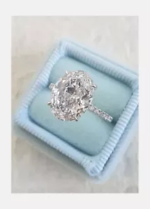 2Ct Oval Cut VVS1 Lab Created Diamond Engagement 14K White Gold Finish Ring - Picture 1 of 6