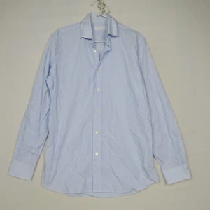 Prada Mens Buttons Up Shirt 39 or Medium Blue & White Striped Long Sleeve Casual - Picture 1 of 9