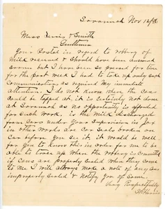1886 Savannah GA Carta Robo de Leche Investigación Tren Ferrocarril Vagón SR Harris Firmado - Imagen 1 de 2