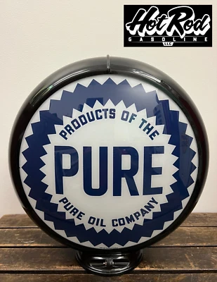 PURE GASOLINE Reproduction 13.5" Gas Pump Globe - (Black Body) - Image 1 of 3