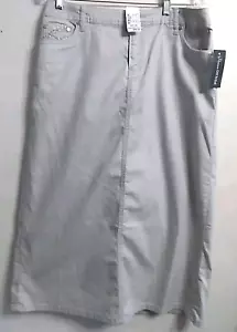 CJ Banks Size 14 Women's Khaki Denim Skirt ~ Below the Knee ~ Beaded Pockets - Picture 1 of 12