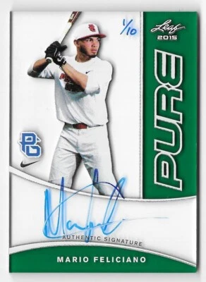 2015 Leaf Perfect Game Pure Autograph Green #PPG-MF1 Mario Feliciano /10 SSP RC - Image 1 of 2