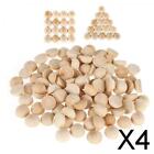 4X 100Pcs Unfinished Half Wood Beads Wood Half Beads for Paint DIY Projects