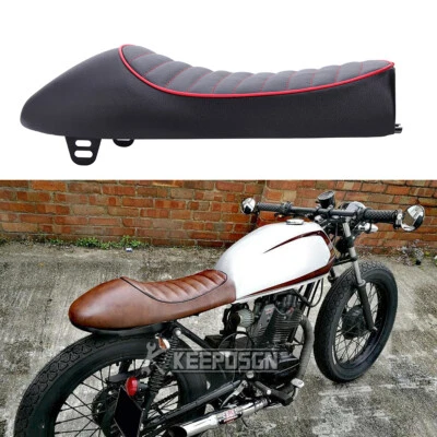 Asiento de sillín retro para Honda CG125 CG250 CB125 CB750 Café Racer línea roja Foto 1 de 4