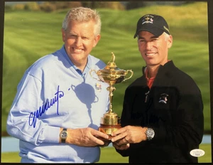 Colin Montgomery Corey Pavin Signed 11x14 Ryder Cup Trophy PGA Photo JSA TT20132 - Picture 1 of 4