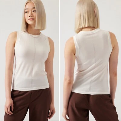 NWT Athleta Ascent Seamless Tank LARGE Magnolia White Breathable High Neck Top - Image 1 of 4