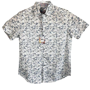 Robert Graham Shirt Men’s Medium White Blue Cleland Classic Button Up NWT - Picture 1 of 8
