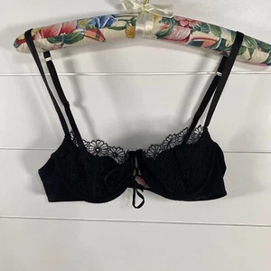 Very Sexy Victorias Secret Womens Push Up Without Padding sz 34A Black Lace Y2K - Picture 1 of 13