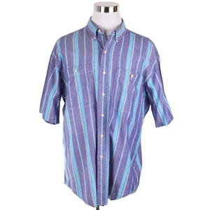 Chaps Ralph Lauren Mens Shirt XL Green Blue Striped Cotton - Picture 1 of 8