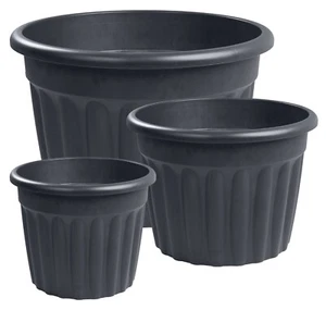 Maceta grande jardín exterior gris flor redonda plantadora de árboles 20L | 42L | 69L - Imagen 1 de 4
