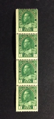 BroadviewStamps COIL SALE!  Canada #131 strip of 4.  MNH F-VF.  CV$100+ - Image 1 of 2