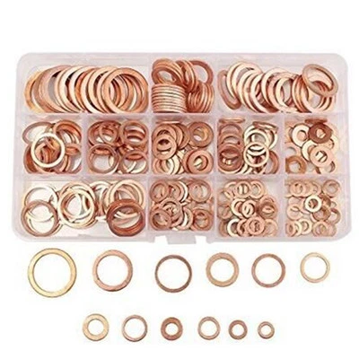 BCSMMCAR 280Pcs 12 Sizes Solid Copper Crush Washers Assorted Seal Flat Ring Hardware Kit