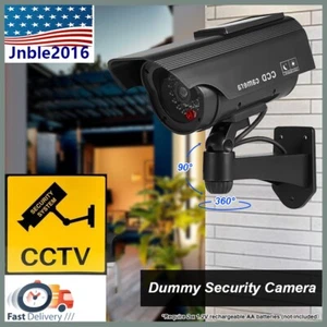 Solar Panel Powered Fake Camera Outdoor Flashing red LED Garden Light IP65 Black - Picture 1 of 13