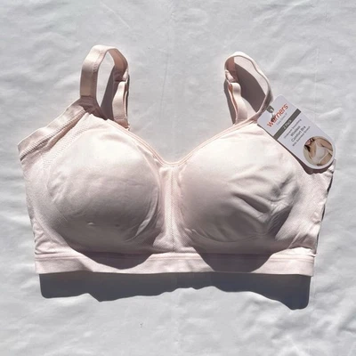Sujetador cómodo inalámbrico suavizante de axilas Warners elástico sin costuras 2XL rosa acolchado Foto 1 de 4
