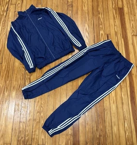 VTG Adidas Track Suit Mens Large / XL Jacket & Pants Windbreaker Set Y2K Blue - Picture 1 of 3
