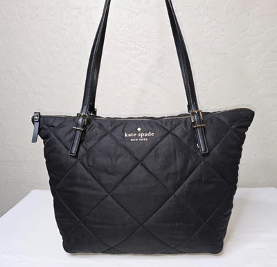 Bolso de Hombro Kate Spade Watson Lane Maya Acolchado Negro Nylon Cremallera Superior Foto 1 de 4
