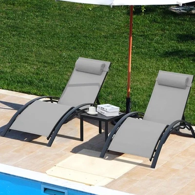 Relaxliege Liegestuhl, Aluminiume Sonnenliege 3er Set, Gartenliege Gartenstuhl - Bild 1 von 4